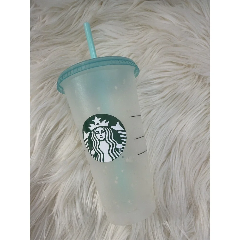 STARBUCKS 24 Oz Color Changing Confetti Cold Cup Tumbler Mint